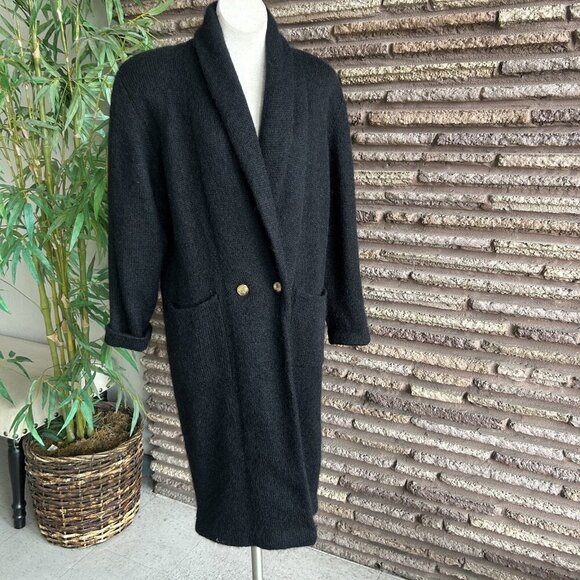 IB Diffusion Black Wool Mohair Blend Sweater Coat Double Breasted Size Small - Picture 9 of 10